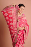 Rani Bandhani Georgette Handwork Saree