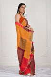 Red Yellow Crepe Handwork Designer Saree