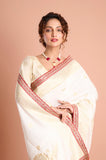 White and Red Dola Khaddi Saree