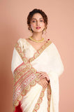 White Georgette Weaving Saree