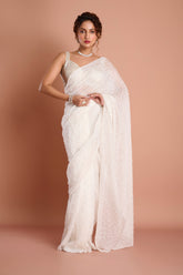 White HO Silk Designer Saree