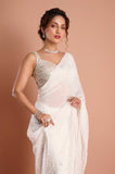 White HO Silk Designer Saree