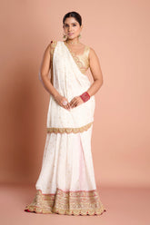 White Red Georgette Saree