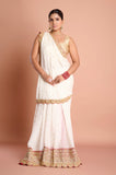 White Red Georgette Saree