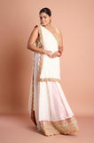 White Red Georgette Saree