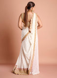 White Red Georgette Saree
