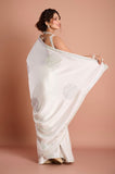 White Satin Designer Saree
