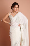 White Satin Designer Saree