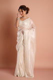 White Tissue Handwork Designer Saree