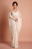 White Tissue Handwork Designer Saree