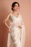 White Tissue Handwork Designer Saree