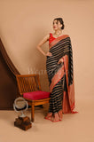 Black Banarasi Khaddi Saree With Red Border