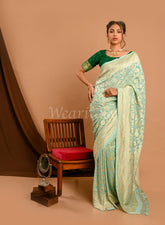 Light Green Banarasi Khaddi Saree