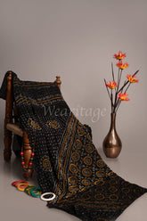 Black Pure Georgette Bandhani Saree
