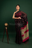 Black Linen Saree with Pink stripes