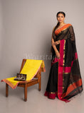 Black Handwoven Multi Colour Border Maheshwar Saree