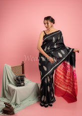 Black Pink Shiburi Pure Tussar Saree