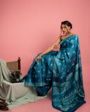 Blue Shiburi Pure Tussar Saree