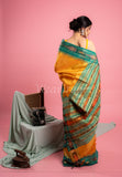 Dark Yellow Pure Desi Tussar Saree with Ikat Pallu