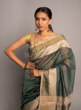 Green Handwoven Chatai Zari Border Maheshwari Saree