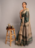 Green Handwoven Chatai Zari Border Maheshwari Saree