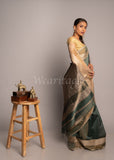 Green Handwoven Chatai Zari Border Maheshwari Saree