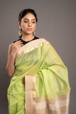 Green Handwoven Kel Border Maheshwari Saree