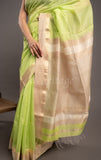 Green Handwoven Kel Border Maheshwari Saree