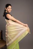 Green Handwoven Kel Border Maheshwari Saree