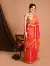 Pink Orange Organza Saree