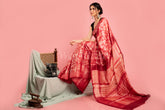 Wine Shiburi Tussar Saree