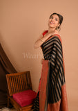 Black Banarasi Khaddi Saree With Red Border