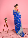 Blue Banarasi Khaddi Saree With Motifs