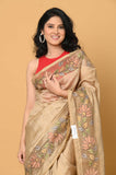 Beige Cut Work Tussar Saree