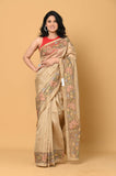 Beige Cut Work Tussar Saree