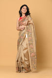 Beige Cut Work Tussar Saree