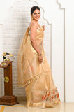 Beige Organza Saree with Embroidary