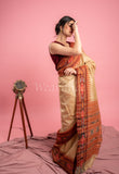 Beige Pure Desi Tussar Saree with Ikat Pallu