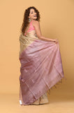 Beige Sequins Pure Tussar Saree