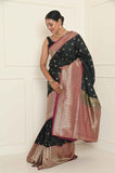 Black-Rani Soft Silk Banarasi Saree With Heavy Pallu