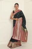 Black-Rani Soft Silk Banarasi Saree With Heavy Pallu