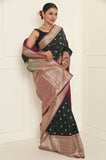 Black-Rani Soft Silk Banarasi Saree With Heavy Pallu