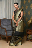 Black Alfi Booti Soft Silk Banarasi Saree