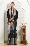 Black Banarasi Linen Saree