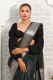 Black Banarasi Linen Saree