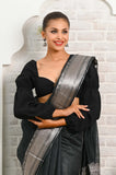 Black Banarasi Linen Saree