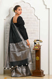 Black Banarasi Linen Saree