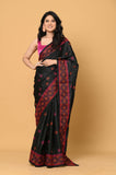 Black Cross Stitch Semi Tussar Saree