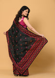 Black Cross Stitch Semi Tussar Saree