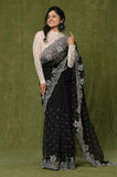 Black Embroidered Cut Work Organza Saree